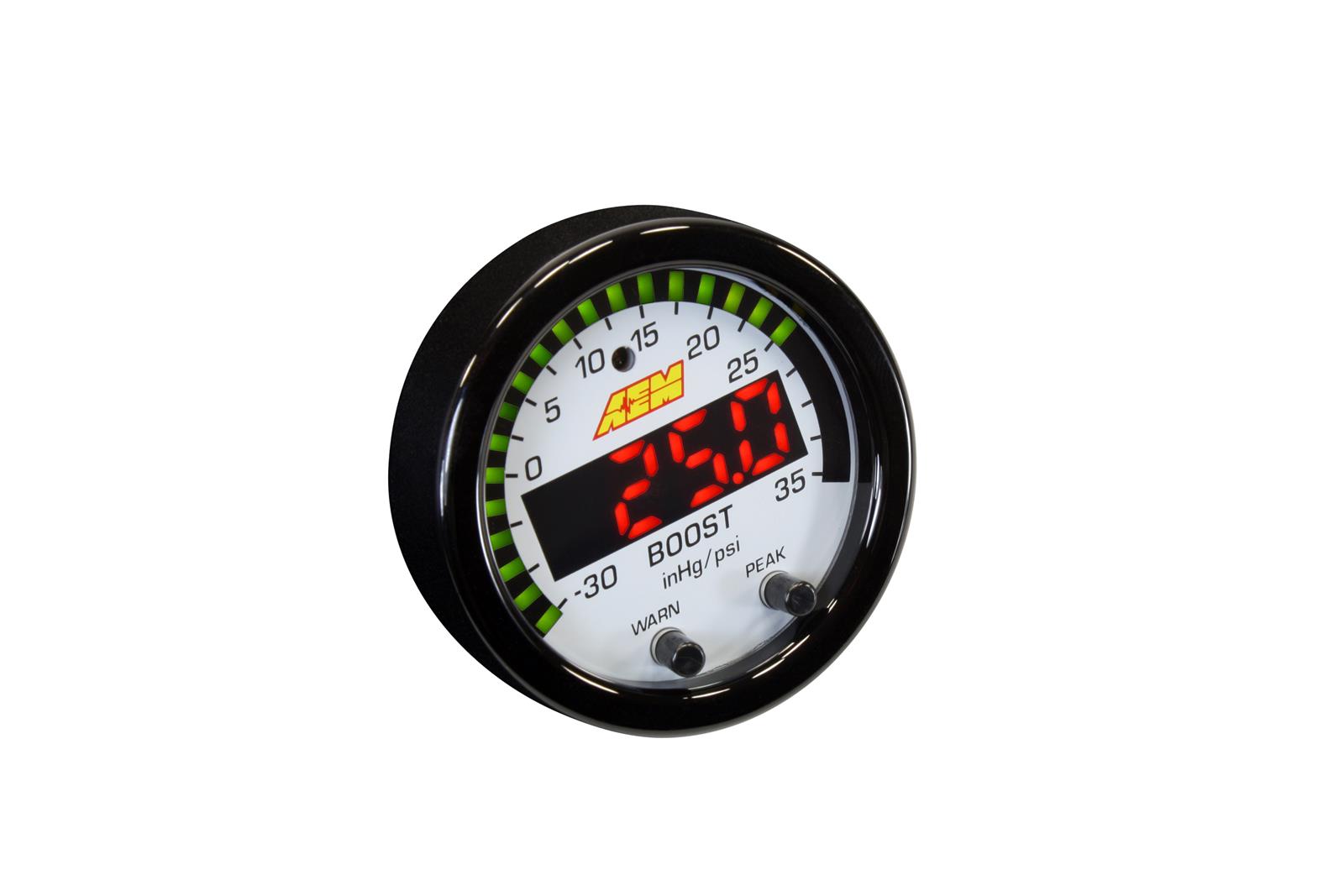 AEM 30-0306 X-Series Boost Pressure Gauge (-30in/Hg ~ 35 PSI, Black/Black) - Görsel 3