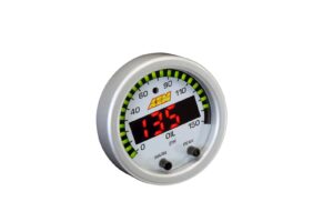 AEM 30-0307 X-Series Oil Pressure Gauge (0–150 PSI, Black/Black)