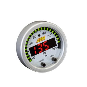 AEM 30-0307 X-Series Oil Pressure Gauge (0–150 PSI, Black/Black)